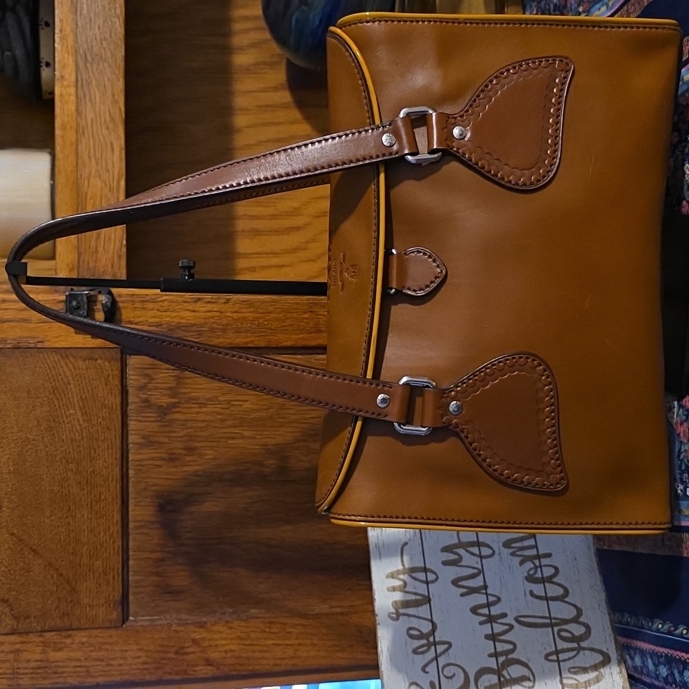 Prada Brown Leather Satchel w/Silver Toned Hardware